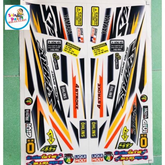 Tem rời Sirius spark dán xe trắng hoặc bạc sản phẩm y hình 100%