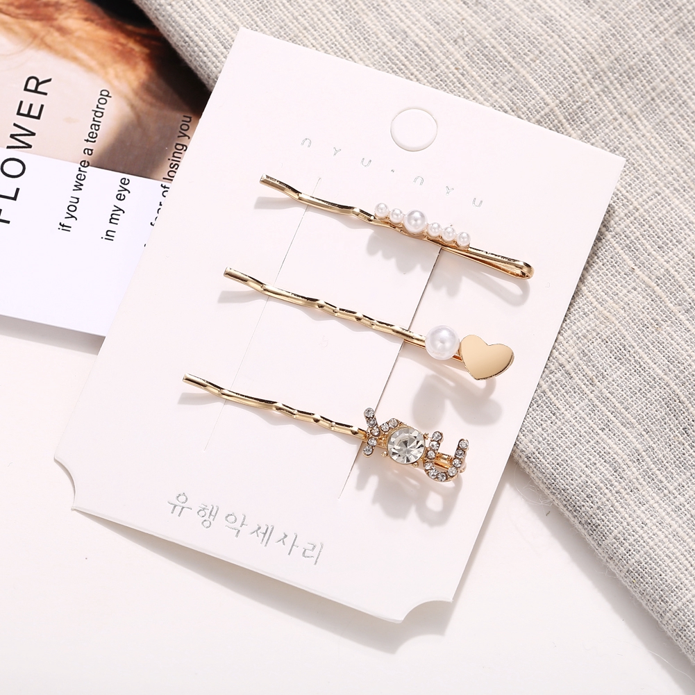 IF ME Set 3 Kẹp Tóc Đính Đá Thời Trang Cho Nữ