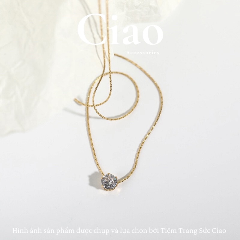 Dây chuyền/ Vòng cổ titan không gỉ đính đá thiết kế đơn giản Milcah Ciao