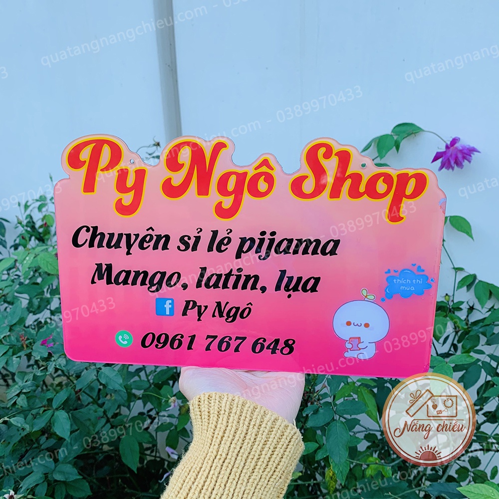 Biển hiệu mica treo shop bán hàng - Mẫu bảng cho chị em bán áo quần pijama - Thiết kế nội dung theo yêu cầu