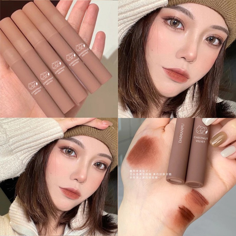 [Hàng mới về] Son kem lì DAIMANPU nhung mịn kháng nước chống khô môi lâu trôi