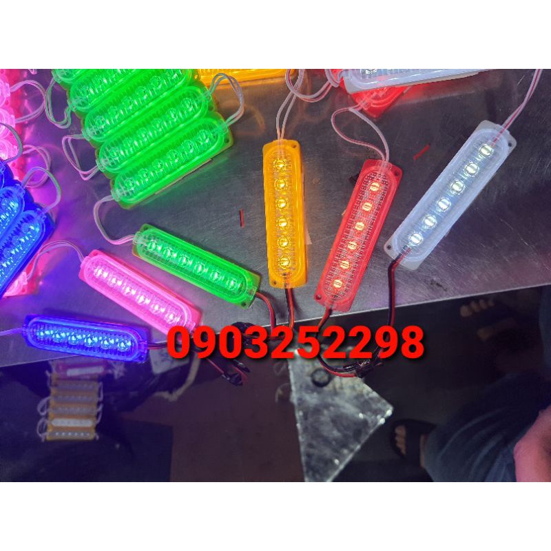 vỉ 20 bóng led hoặc10 bóng led 6 mắt trang trí ga lăng , sườn xe tải, xe khách , xe hơi 12v 24v các màu siêu đẹp
