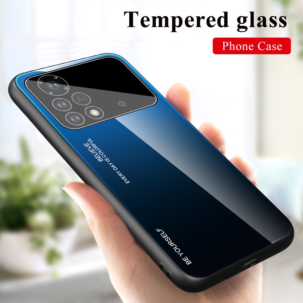 Ốp Điện Thoại Mặt Kính Cường Lực Họa Tiết Đá Hoa Cương Cho Xiaomi Poco X5 X4 Pro 5G M4 Pro 4G