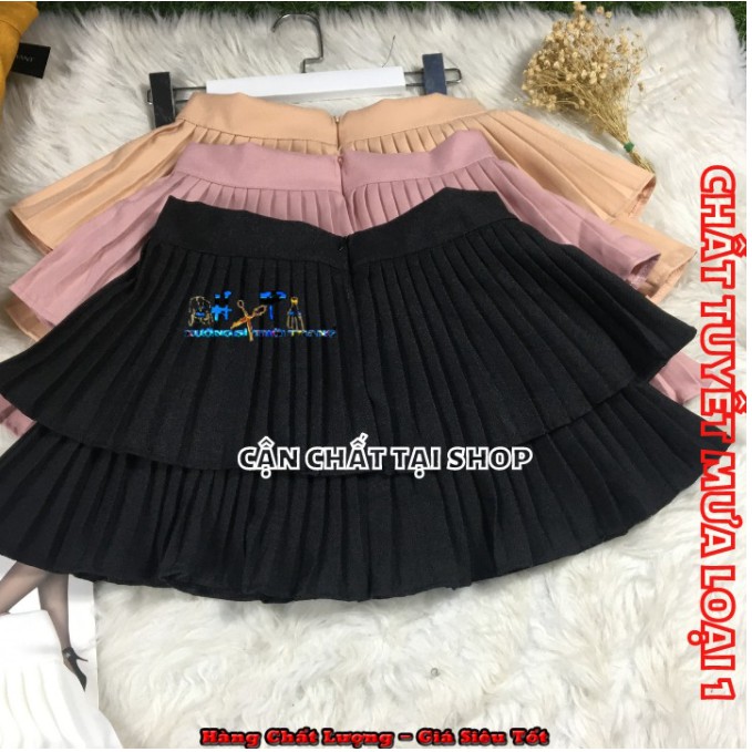 [HOT]chân váy xếp ly 2 tầng - 2 màu nâu và đen - chất vải xịn | BigBuy360 - bigbuy360.vn
