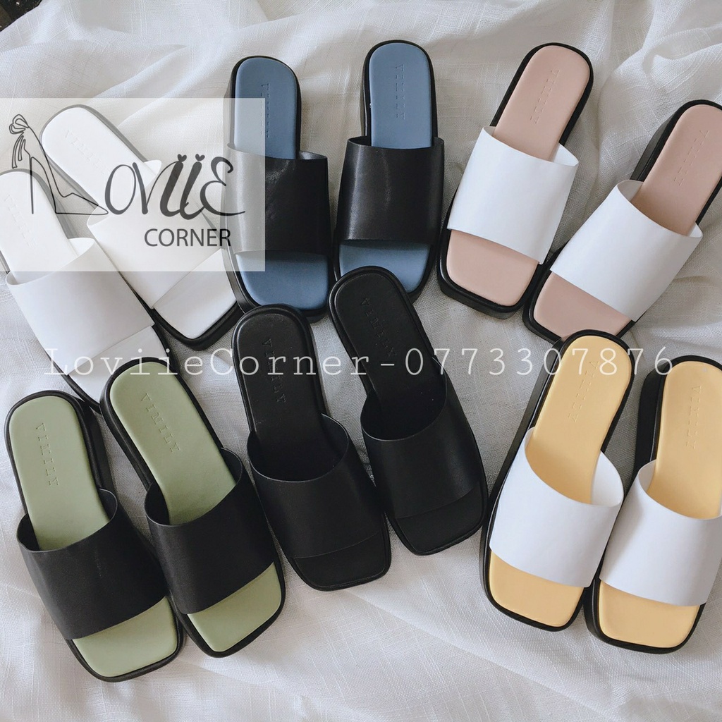 DÉP NỮ LOVIIECORNER - XUỒNG THỜI TRANG QUAI NGANG PHONG CÁCH - DÉP ĐẾ MÀU CAO CẤP D220309
