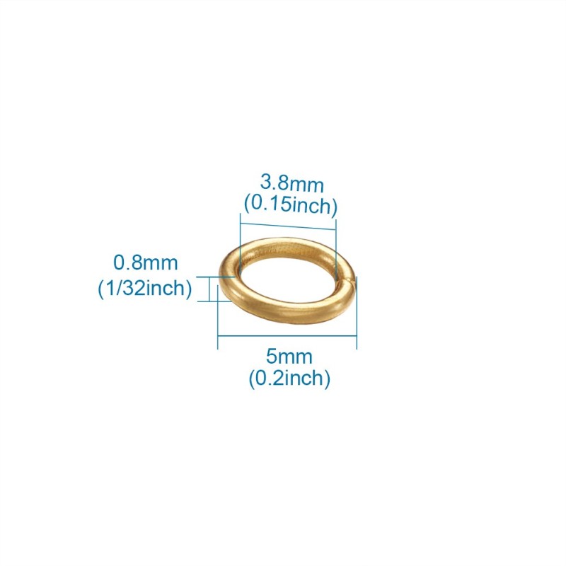 Bộ 100 khoen nối đồ trang sức bằng thép không gỉ mạ vàng 18k 5x0.8mm 3.4mm