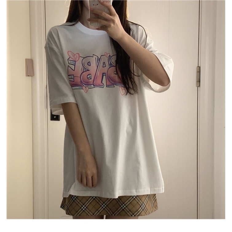 Áo thun cotton tay lỡ dáng rộng unisex babe freesize 38-65kg