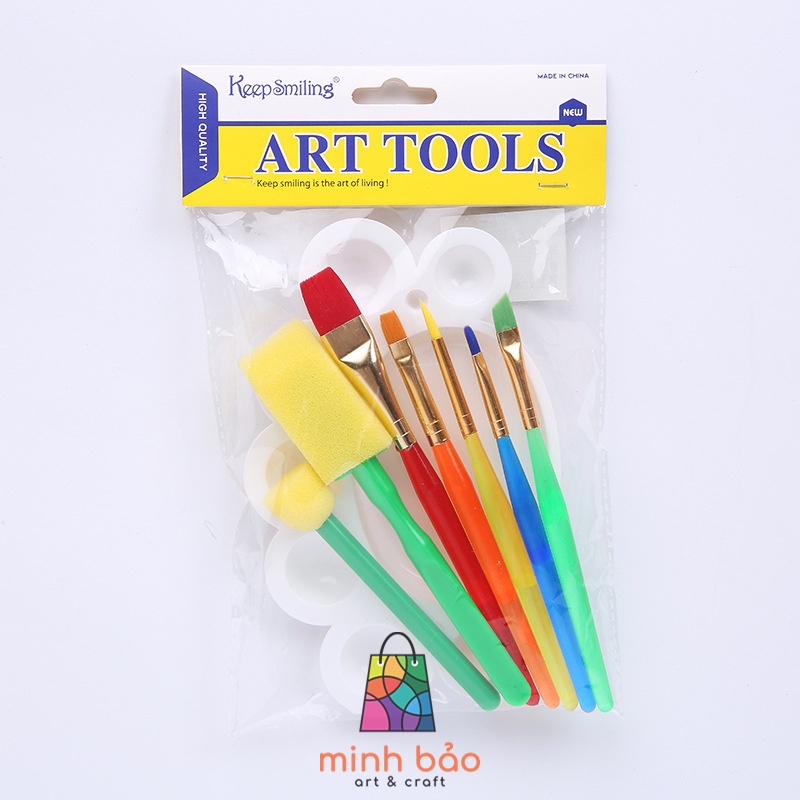 BỘ 5 CÂY CỌ DỄ RỬA KÈM KHAY VÀ CỌ XỐP KEEP SMILING HM916-8