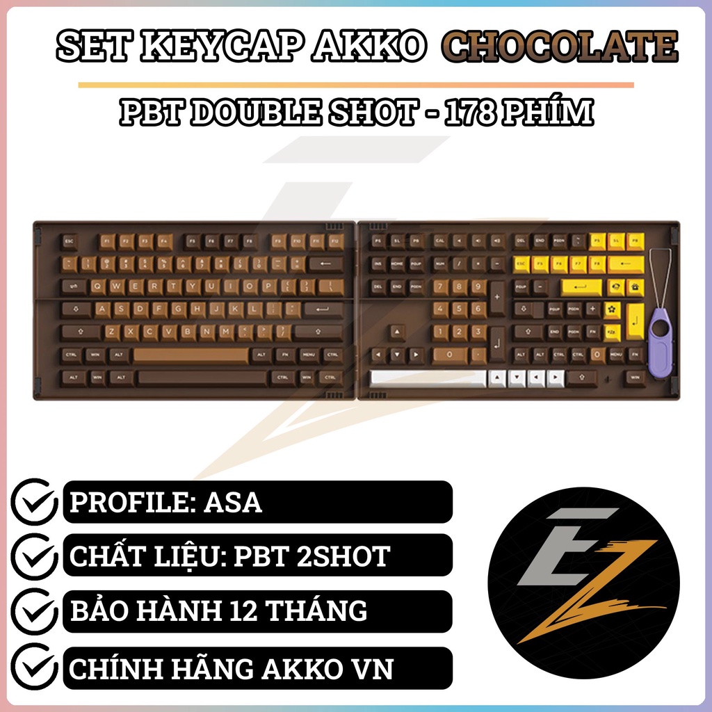 Keycap Cho Bàn Phím Cơ Akko Set – Chocolate (PBT DoubleShot/ASA profile/178 nút) | Ezpc