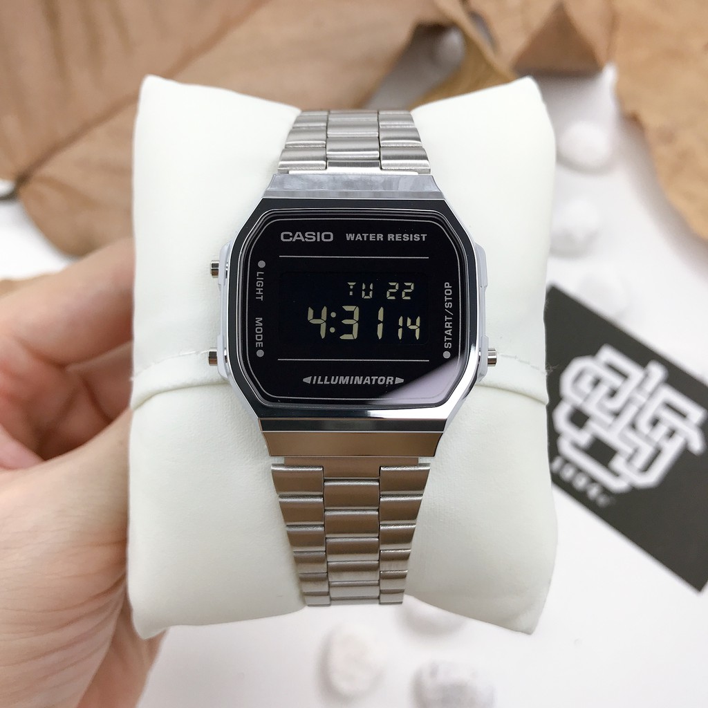 Đồng hồ nam Casio A168 / A168WEM-1 mặt tráng gương, chống nước chính hãng