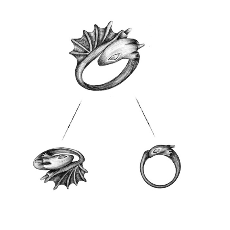 Nhẫn Hở Hình Rồng Bằng Hợp Kim Phong Cách Gothic Punk Cổ Điển Có Thể Điều Chỉnh