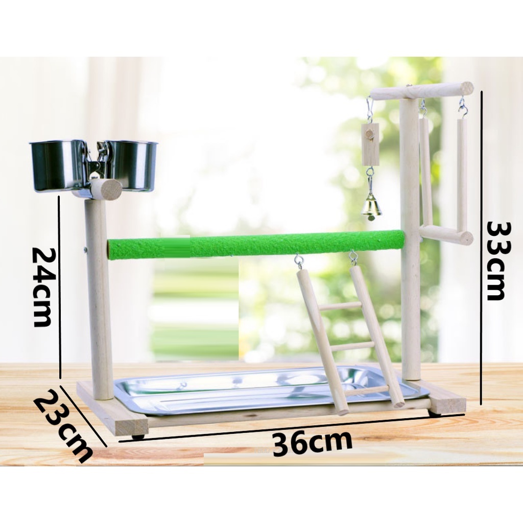 NGUYÊN BỘ CẦU ĐỨNG GỖ  DÀI 36 RỘNG 23 CAO 33 CHO CÁC DÒNG CHIM, VẸT NHỎ VÀ TRUNG