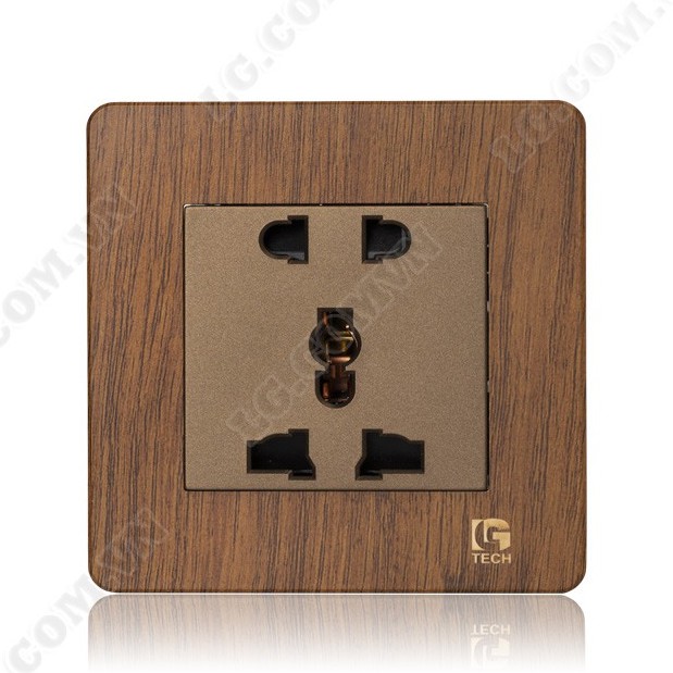 Ổ điện vuông .Công tắc điện đèn Vân gỗ cao cấp LG Tech series LG-AB-05 - Hàng chính hãng