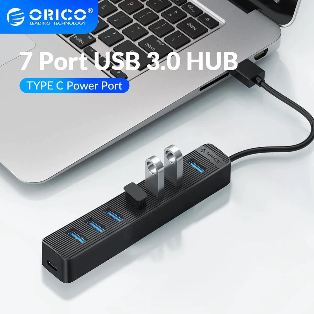 Bộ chia HUB ORICO TWU3 7 và 4 Cổng USB 3 0 Với Cổng Nguồn Type C - Bảo Hành Chính Hãng 12 Tháng