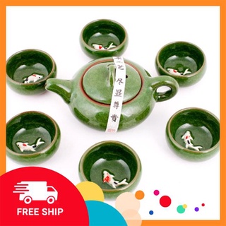 [FREE SHIP] Bộ ấm chén trà cá 3d nhật bản(giao màu ngẫu nhiên)
