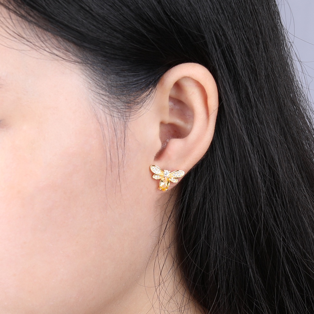 Bông tai hình con ong đính đá nhiều màu