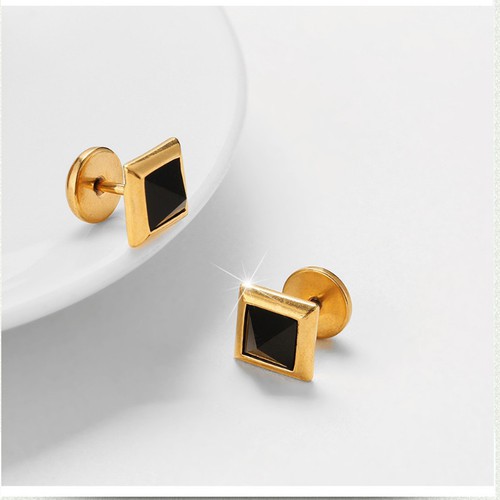 Bông Tai Nam Hình Vuông Titan Ko Đen TT 3446