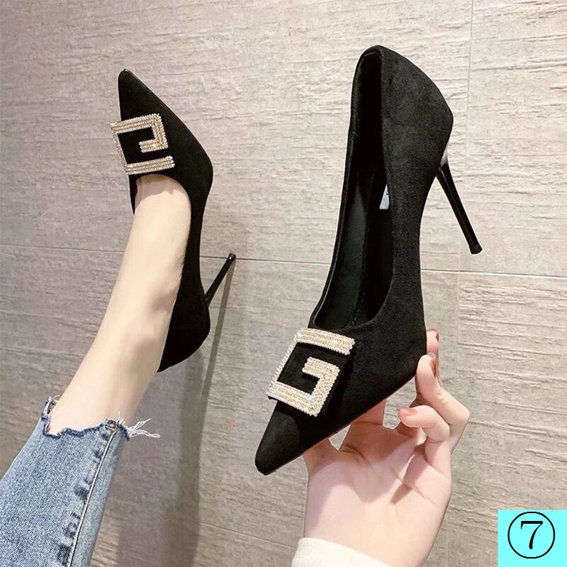 Giày Cao Gót Mũi Nhọn Đính Đá Phong Cách Thời Trang Mùa Xuân Dành Cho Nữ 2022