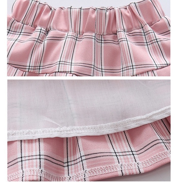 Váy Bé Gái, Set áo sơ mi + chân váy bé gái kiểu nữ sinh đáng yêu