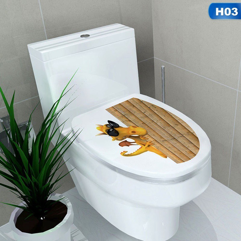 Miếng dán hình động vật biển đa dạng dễ thương trang trí nắp bệ toilet