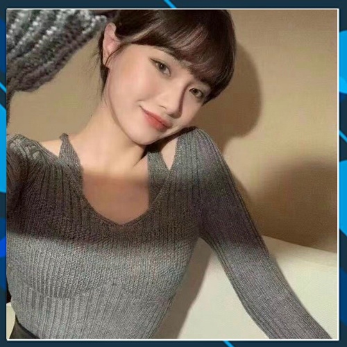 Áo len tăm tay dài nữ cổ tim giả 2 lớp ulzzang Hàn Quốc | BigBuy360 - bigbuy360.vn