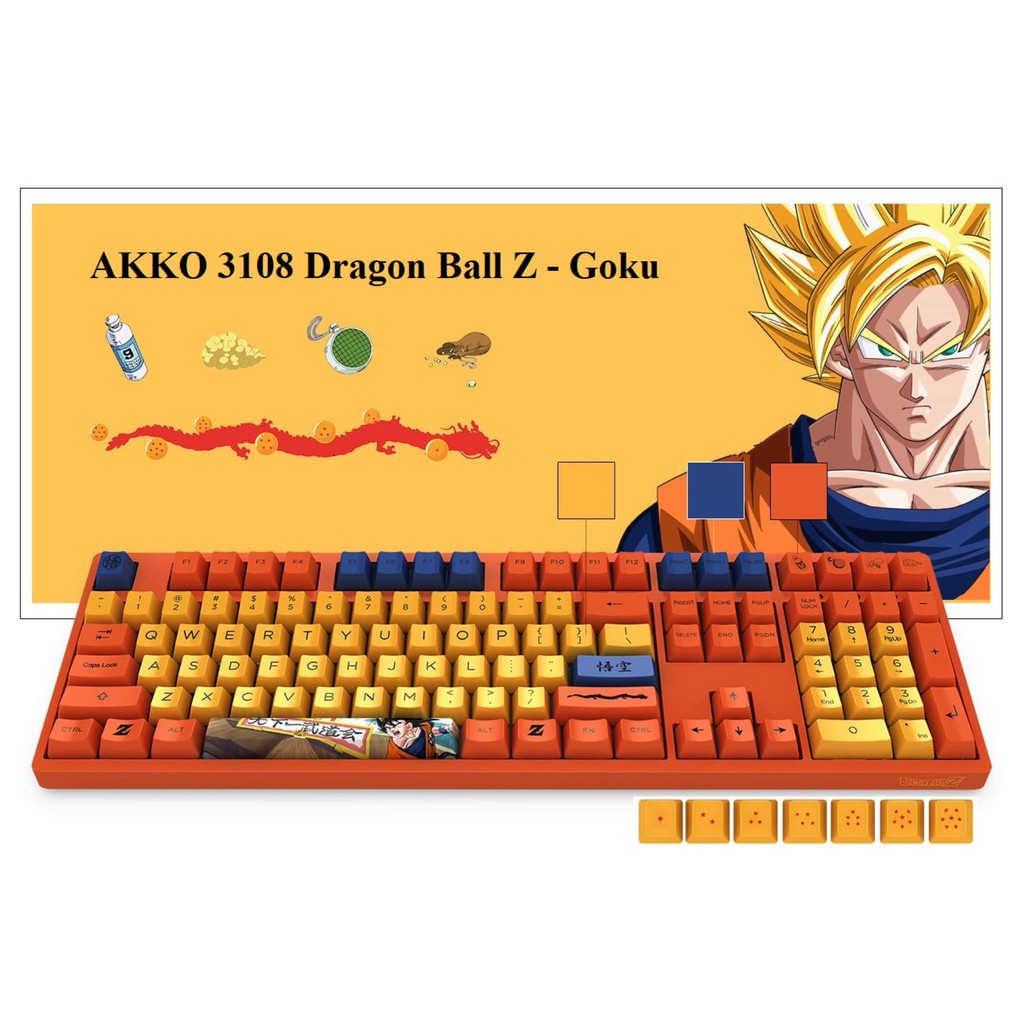 [Mã 267ELSALE hoàn 7% đơn 300K] Bàn phím cơ AKKO 3108 Dragon Ball Z - Goku chính hãng