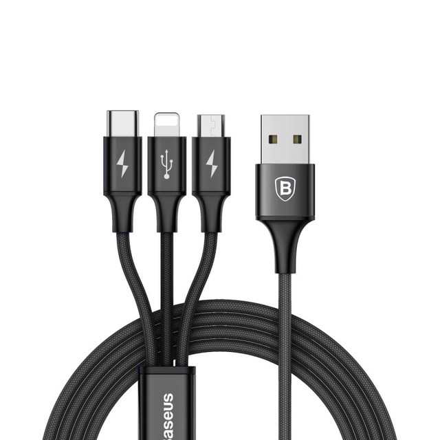 Cáp sạc 3 IN 1 (type-C + lightning + micro) Baseus Rapid Series 3A