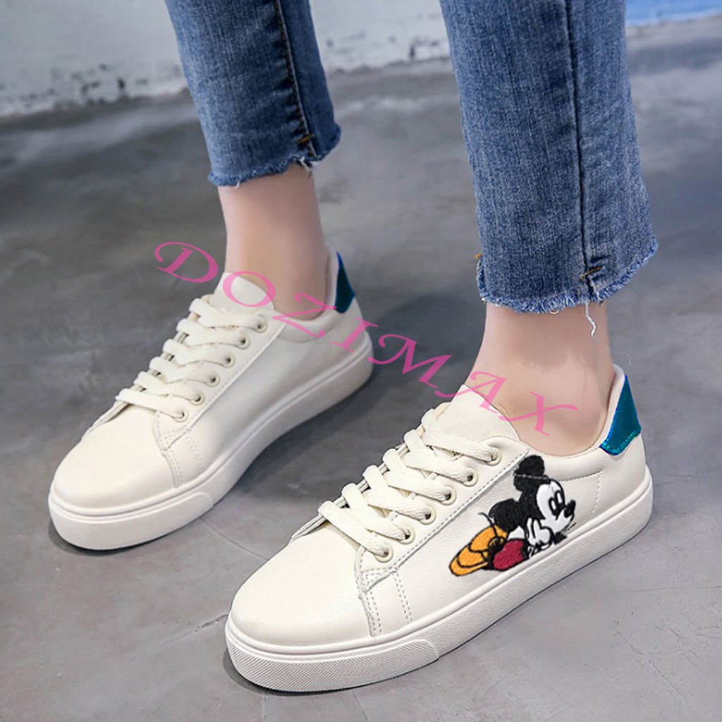 giầy thể thao nữ thêu chuột Mickey
