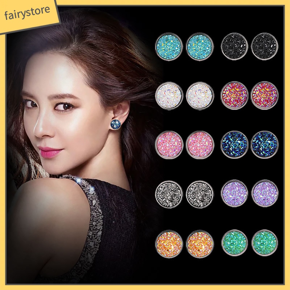 Đôi bông tai hình tròn bằng thép không gỉ kiểu dáng thời trang phong cách cho nữ