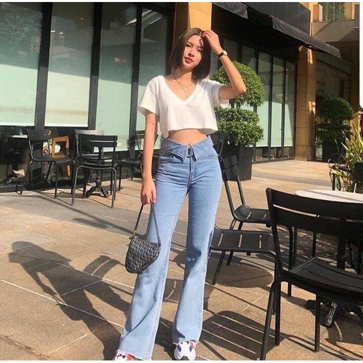 Áo phông croptop cổ tim ( kèm ảnh thật, video )