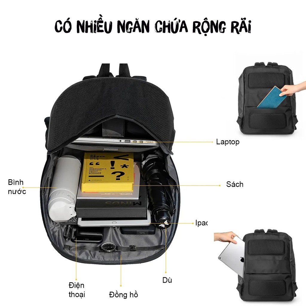 Balo Divoom Pixoo backpack có màn hình LED, ngăn chứa lớn vừa Laptop 14 Inch, chống thấm nước