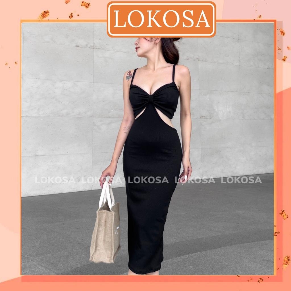 Đầm Nữ Body Sexy LOKOSA Váy Ôm Body Dáng Dài 2 Dây Thiết Kế Cúp Ngực Khoét Eo Hở Hai Bên dự tiệc đi chơi VD077 | BigBuy360 - bigbuy360.vn
