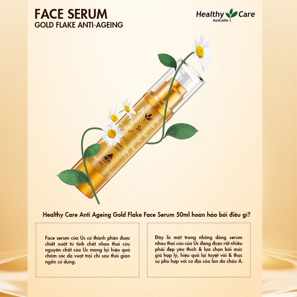 Combo 2 Serum Dưỡng Da Chống Lão Hóa Healthy Care Anti Ageing Gold Flake Face 50ml
