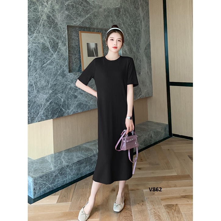 Đầm bầu thun lụa gân Quảng Châu V862