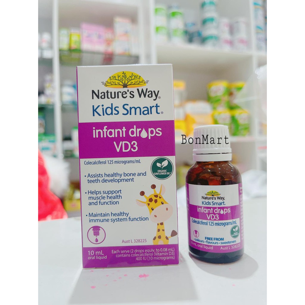 Nature’s Way Kids Smart Infant Drops D3 - Bổ Sung Vitamin D3 Tăng Cường Hấp Thụ Canxi Cho Bé