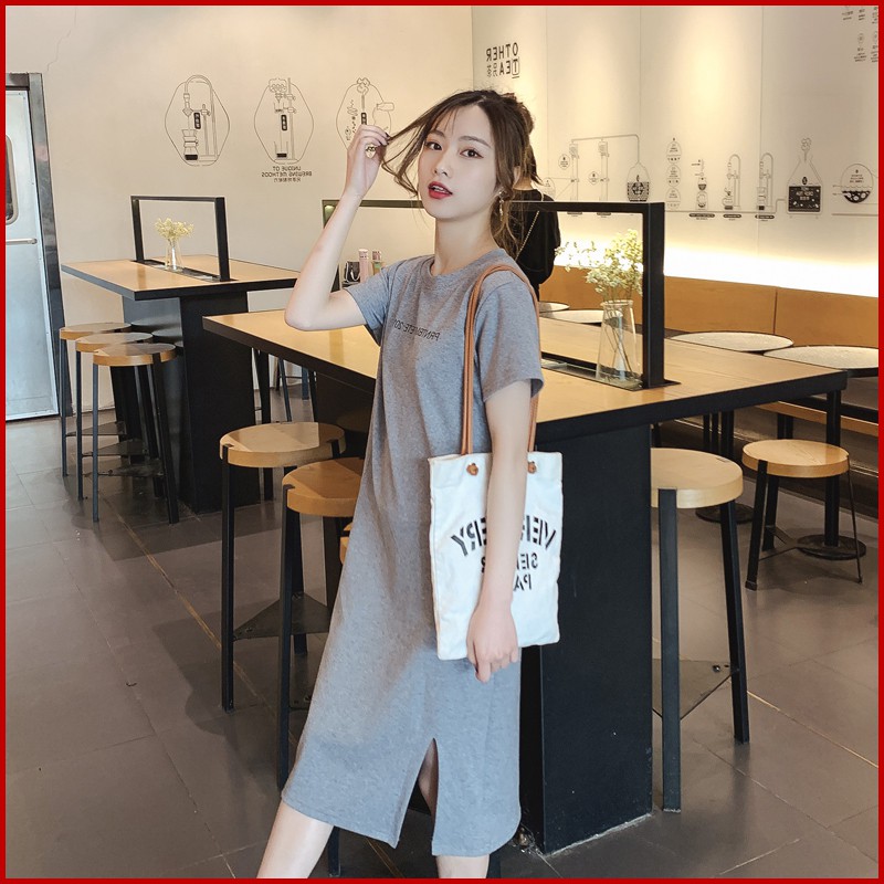 [Mã FAMAYWA2 giảm 10K đơn 50K] Đầm thun tay ngắn dài thân qua gối DS89 | BigBuy360 - bigbuy360.vn