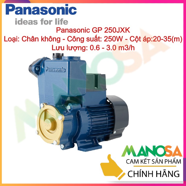 Bơm nước Panasonic 250W GP-250JXK, Bơm hút chân không, Cột áp 20 - 35m, Lưu lượng 0.6-3.0 m2/h, Nhập khẩu indonesia