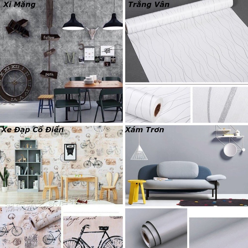 Combo 10m Giấy dán tường 3D khổ rộng 45cm có sẵn keo nhiều mẫu đẹp