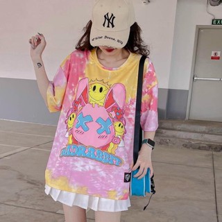 Áo thun loang, áo phông loang nam nữ tay lỡ cao cấp unisex - hàng hot trend loại 1, thỏ rabbit xo ngịch ngợm