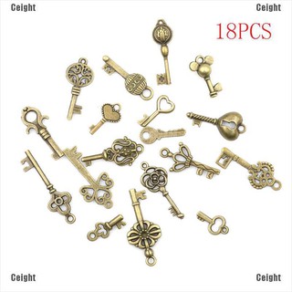 Set 18 Mặt Dây Chuyền Hình Chìa Khóa Bằng Đồng Phong Cách Cổ Điển