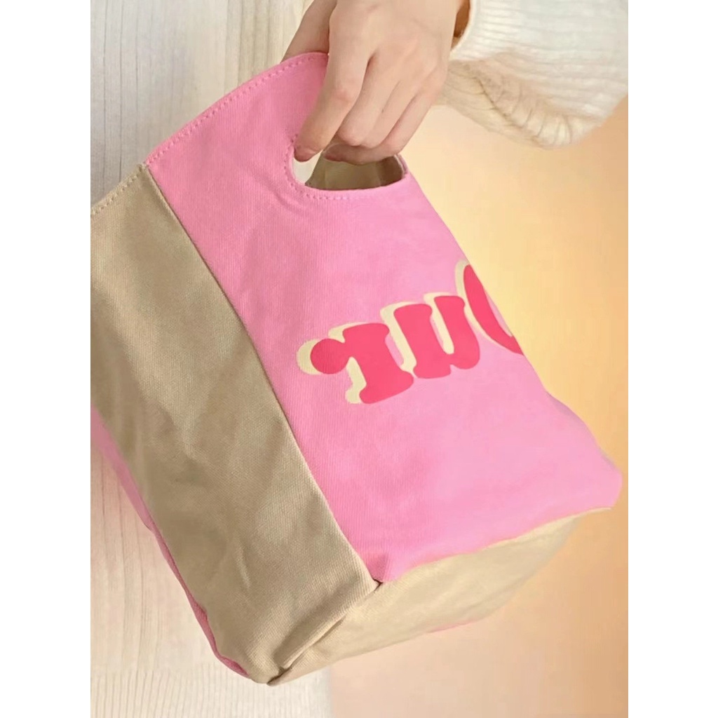 Túi Xách Tay Đựng Hộp Cơm Trưa Bằng Vải Bạt In Chữ Phong Cách Nhật Bản