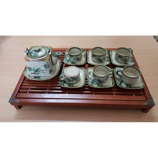 Ấm tách Bát Tràng bọc đồng