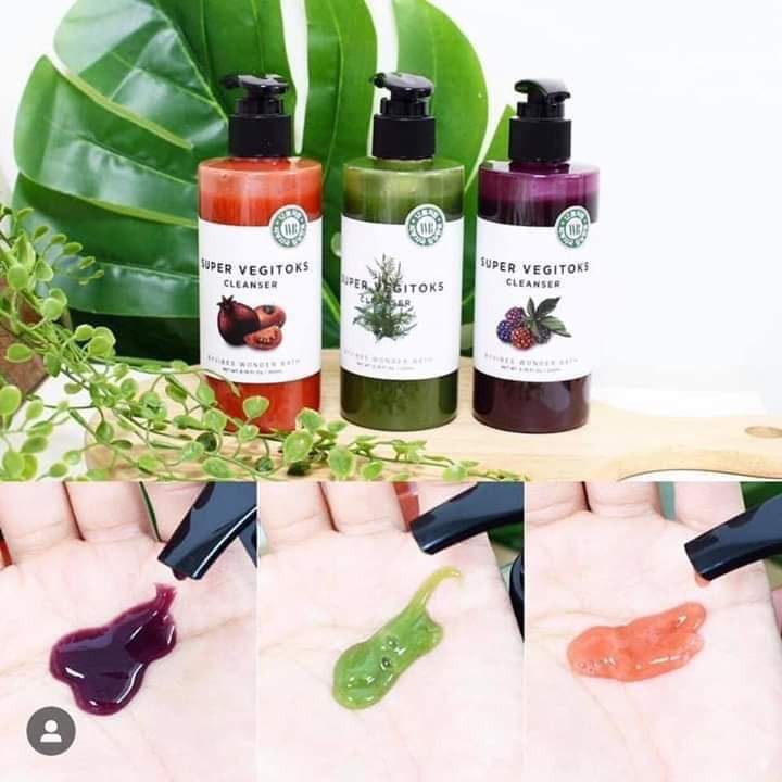 Sữa Rửa Mặt Rau Củ Quả Thải Độc Làm Sạch Tẩy Trang Super Vegitoks Cleanser Xanh Đỏ Tím 300ml