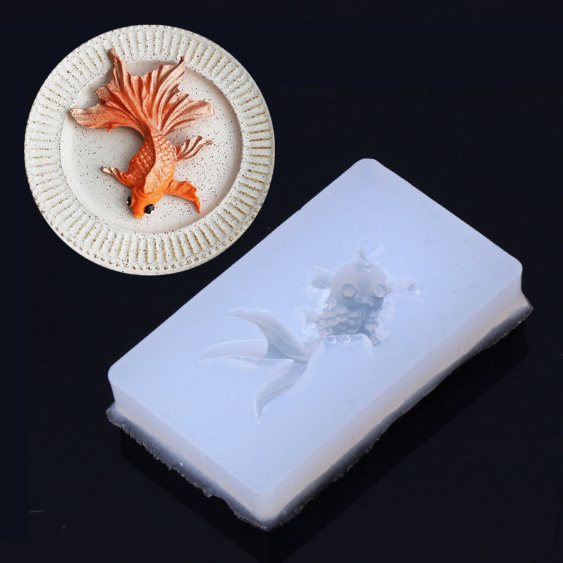Khuôn Silicone Làm Mặt Dây Chuyền Hình Cá Vàng 3d