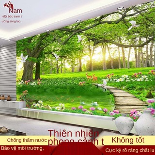 Giấy dán tường phong cảnh tự dính tranh dán tường tranh tường phòng khách sofa nền tivi dán tường giấy dán tường tranh d
