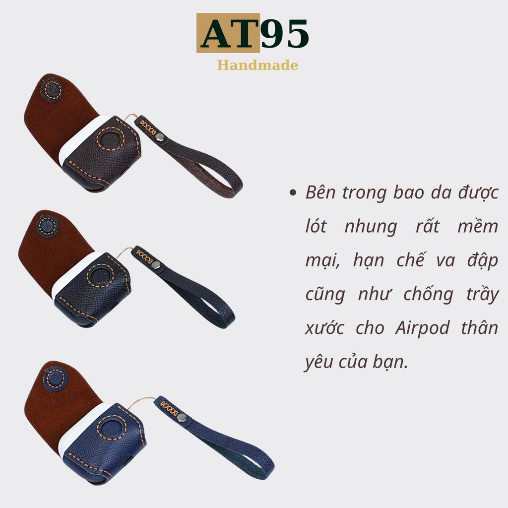 Bao case Airpods 1,2,3, Pro, Pro 2 da bò thật hàng thủ công thương hiệu AT95 HANDMADE