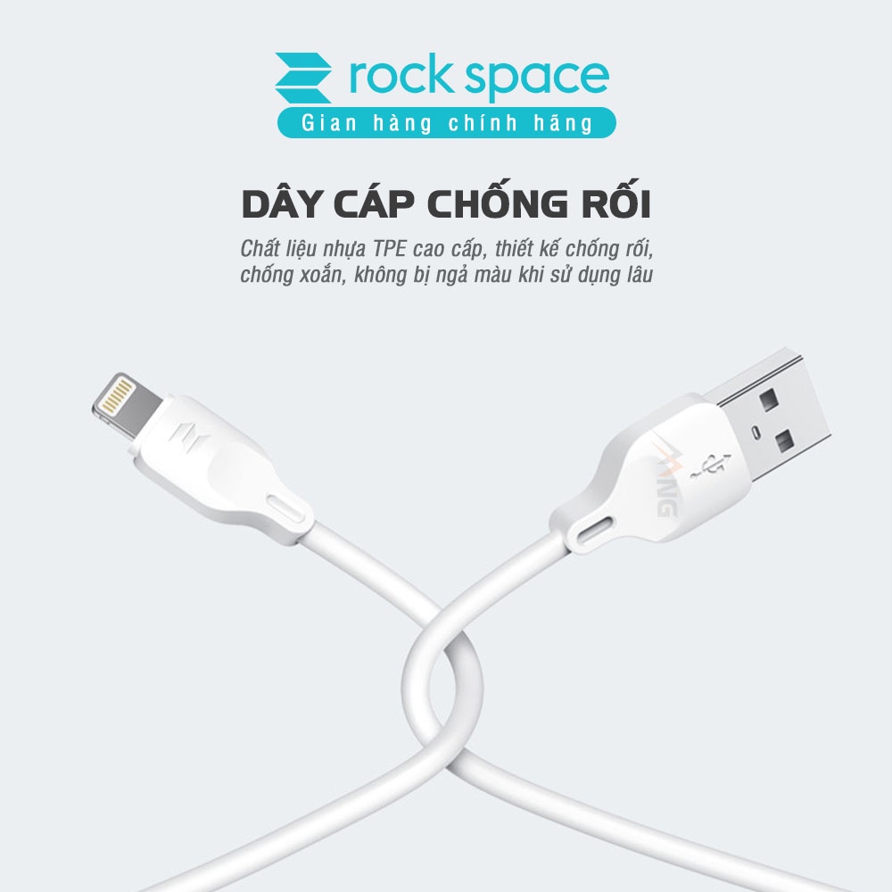 Bộ củ cáp sạc nhanh cho iPhone Rockspace T39 củ sạc 2 cổng 2.4A hàng bảo hành 12 tháng lỗi 1 đổi 1