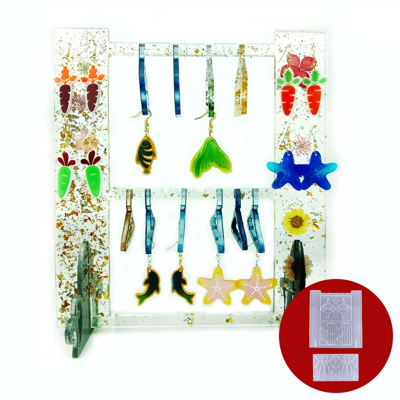 Set 2 Khuôn Silicon Làm Giá Đỡ Bông Tai Tiện Dụng