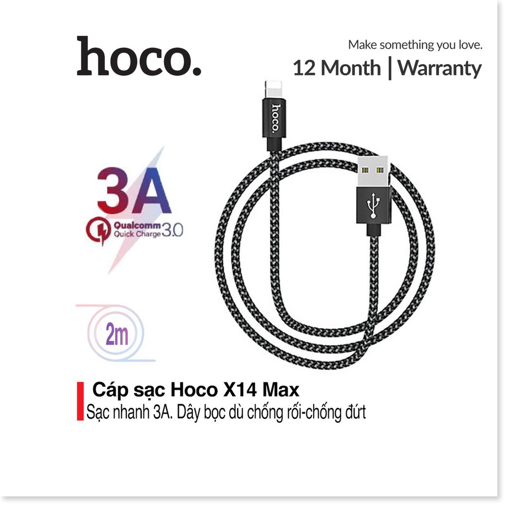 Cáp sạc Hoco X14 MAX sạc nhanh 3A MAX, dây sạc bọc dù chống rối, chống đứt sạc nhanh và truyền dữ liệu - MrPhukien