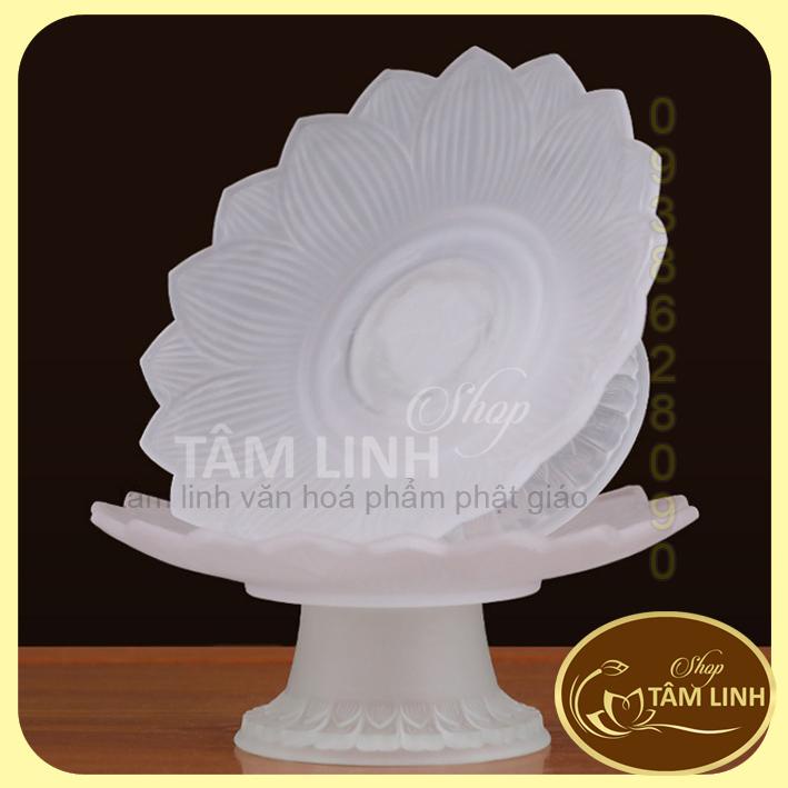 [Có sẵn] Đĩa Trái Cây Thờ Cúng Lưu Ly Trắng hàng đẹp hoa văn nổi trên sản phẩm